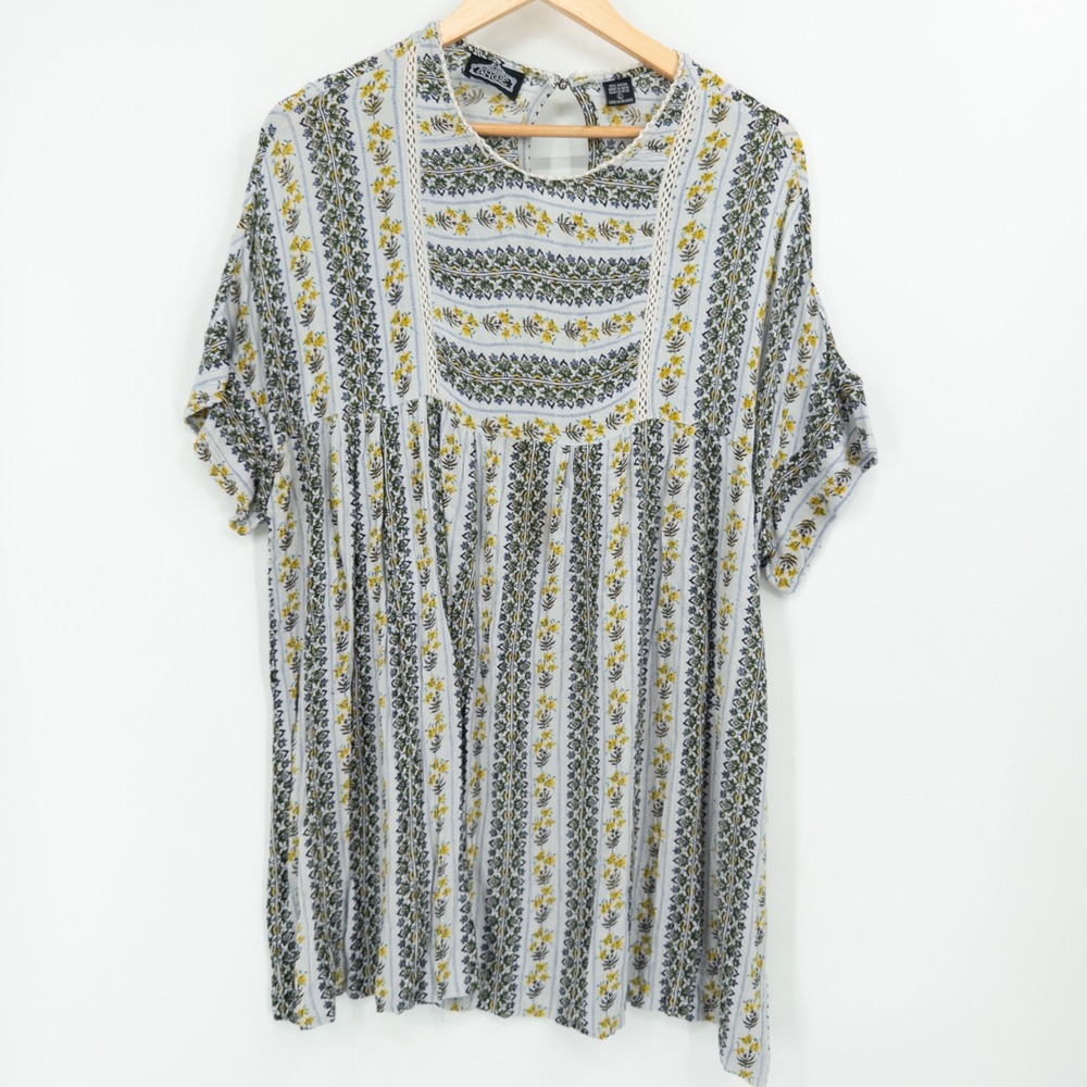 Angie Floral Prairie Babydoll Dress Cottagecore Mini Tunic